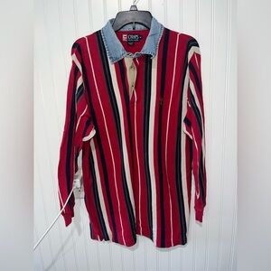 Vintage Chaps Ralph Lauren size medium red and blue striped with Jean colar